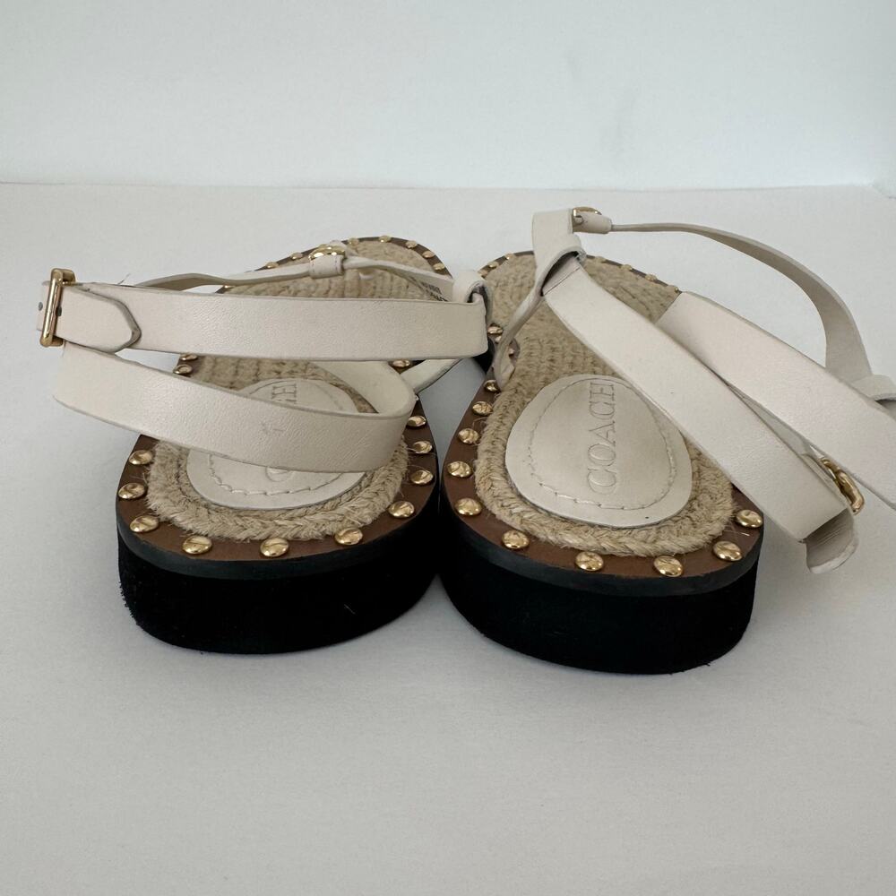 Coach Gracey Leather Thong Sandals Flats in Chalk Size 9 - Picture 7 of 11
